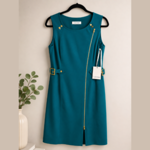 Calvin Klein Teal Zip-Front Sleeveless Dress